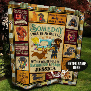 Dachshund Sewing Personalized Quilt Blanket BBB090614HT , 50 x 60 Inch, Quilt Bed Set
