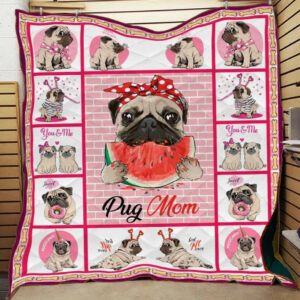 Pug Pug And Watermelon Quilt Blanket DHC020120777TD , 50 x 60 Inch, Quilt Bed Set