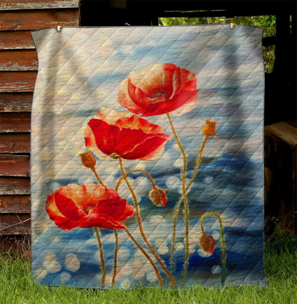 Red Flowers Painting Ni2903043Yd Quilt Blanket , 50 X 60 Inch, Quilt Bed Set