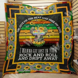 Elephant Hippie Give Me The Beat And Free My Soul Quilt Blanket Great Customized Perfect Gifts For Elephant Lover, 50 x 60 Inch, Quilt Bed Set