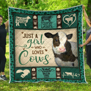 Quilt Blanket Farm Girl Loves Cows Aqua Green Dhc09121242Dd , 50 x 60 Inch, Quilt Bed Set