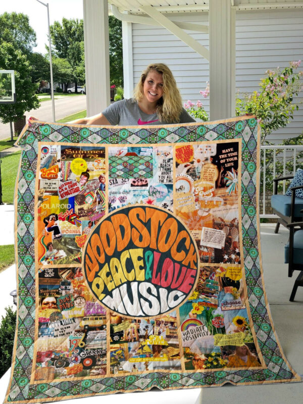 Hippie Woodstock Peace And Love Quilt Blanket Great Customized Perfect Gifts For Hippie, 50 X 60 Inch, Quilt Bed Set