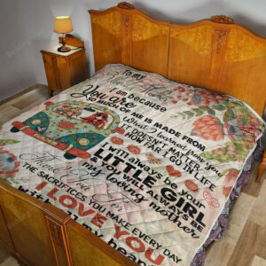 Personalized Hippie Car To My Mom From Daughter I Will Always Be Your Little Girl Quilt Blanket Great Customized Blanket, 50 x 60 Inch, Quilt Bed Set