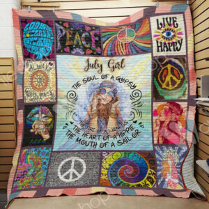 Personalized Hippie Girl Always Good Vibes Quilt Blanket Great Customized Perfect Gifts For Hippie, 50 x 60 Inch, Quilt Bed Set