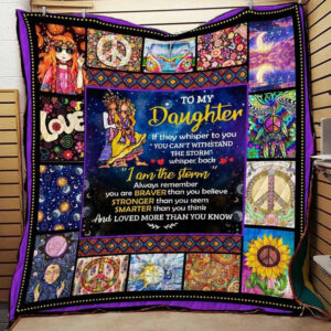 Personalized Hippie To My Daughter Quilt Blanket Always Remember You Are Braver Than You Believe Great Customized Blanket, 50 x 60 Inch, Quilt Bed Set
