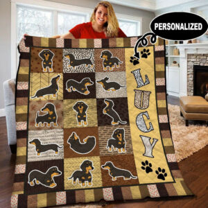 Dachshund Personalized Quilt Blanket BBB110528HT , 50 x 60 Inch, Quilt Bed Set
