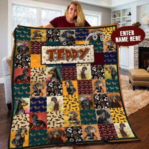 Dachshund Personalized BBB150953MH Quilt Blanket , 50 x 60 Inch, Quilt Bed Set