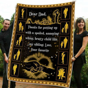 Dear Dad Thanks For Putting Up Quilt Blanket DHC3101305LT , 50 x 60 Inch, Quilt Bed Set
