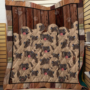Pugs Vintage Quilt Blanket Dhc09121668Dd , 50 x 60 Inch, Quilt Bed Set