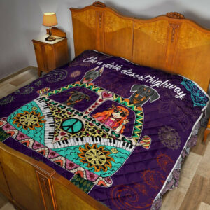 Doberman Hippie Van And Hippie Girl Cool Wind In My Hair Quilt Blanket Great Customized Blanket, 50 x 60 Inch, Quilt Bed Set