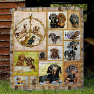 Dachshund Hippie Quilt Blanket Great Customized Blanket, 50 x 60 Inch, Quilt Bed Set