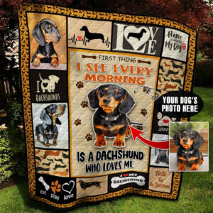 Dachshund Photo Personalized Quilt Blanket BBB300509MH , 50 x 60 Inch, Quilt Bed Set