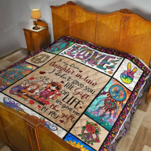 Personalized Hippie Life Gave ME The Gift Of You From Mother-in-law to Daughter-in-law Quilt Blanket Great Customized Blanket, 50 x 60 Inch, Quilt Bed Set