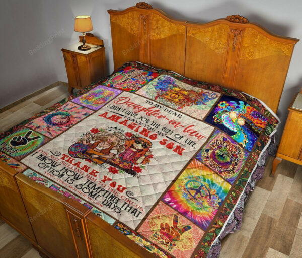 Personalized Hippie From Mother-In-Law To Daughter-In-Law Quilt Blanket Great Customized Blanket, 50 X 60 Inch, Quilt Bed Set