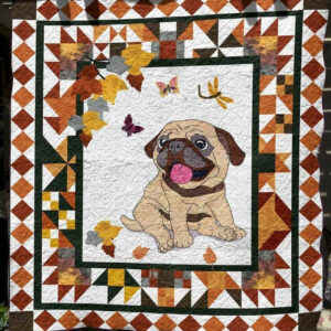 Pug In Autumn CLT130635 Quilt Blanket , 50 x 60 Inch, Quilt Bed Set