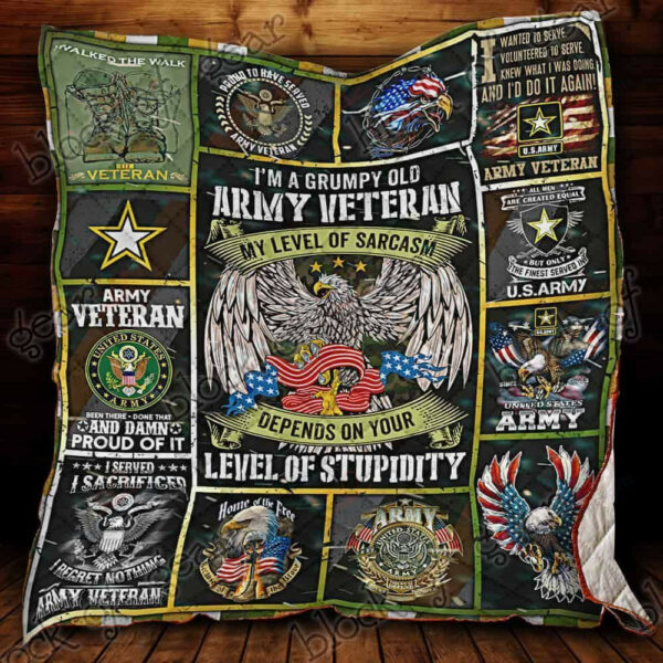 Grumpy Old Army Veteran Gs-Cl-Nt3010 Quilt Blanket , 50 X 60 Inch, Quilt Bed Set