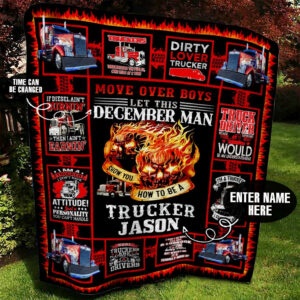 December Trucker Personalized Quilt Blanket BBB050646SM , 50 x 60 Inch, Quilt Bed Set