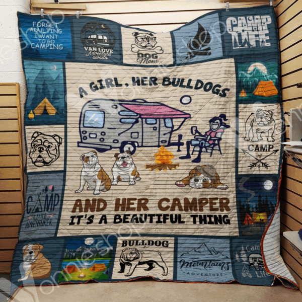 Camping Bulldog Quilt Blanket Dhc0302690Td , 50 X 60 Inch, Quilt Bed Set