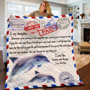 Dolphin Daughter And Mom Quilt Blanket BBB210702NB , 50 x 60 Inch, Quilt Bed Set