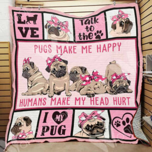 Pug Dog Quilt Blanket DHC0602616TD , 50 x 60 Inch, Quilt Bed Set