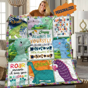 Dinosaur Personalized Quilt Blanket HHH050617TN , 50 x 60 Inch, Quilt Bed Set