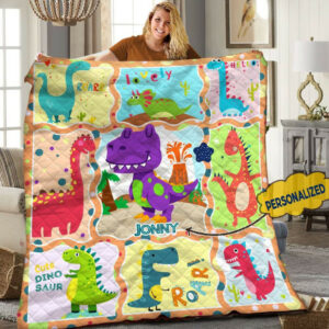 Dinosaur Personalized Quilt Blanket HHH090613TN , 50 x 60 Inch, Quilt Bed Set