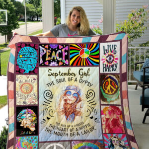Personalized Hippie Girl The Soul Of A Gypsy Quilt Blanket Great Customized Perfect Gifts For Hippie, 50 x 60 Inch, Quilt Bed Set