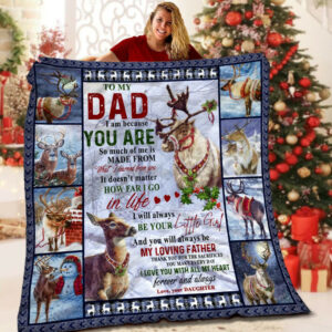 To My Dad Reindeer LML131126DT Quilt Blanket , 50 x 60 Inch, Quilt Bed Set