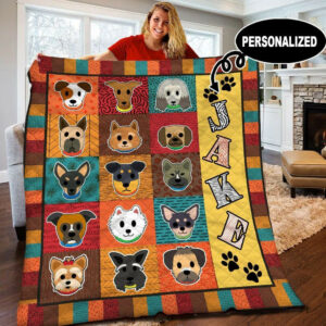 Dog Personalized Quilt Blanket BBB090526HT , 50 x 60 Inch, Quilt Bed Set