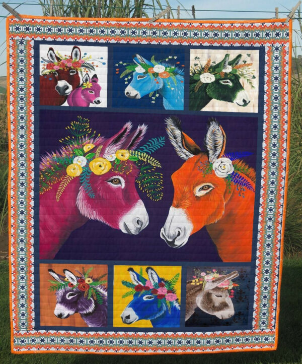 Donkey Colorful Floral Donkey Quilt Blanket Dhc04011525Dd , 50 X 60 Inch, Quilt Bed Set