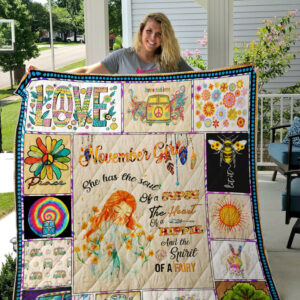 Personalized Hippie Girl Spirit Of A Fairy Quilt Blanket Great Customized Perfect Gifts For Hippie, 50 x 60 Inch, Quilt Bed Set