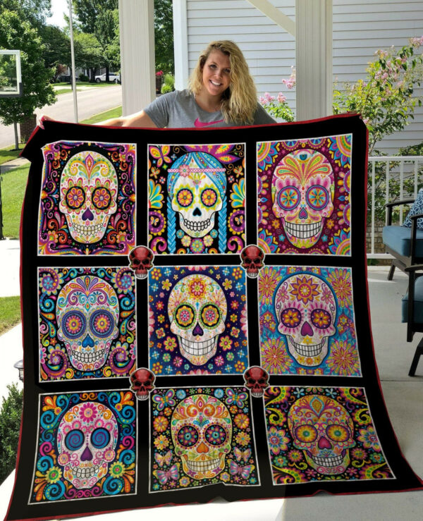 Sugar Skull Day Of The Dead Gs-Kl1601Vb Quilt Blanket , 50 X 60 Inch, Quilt Bed Set