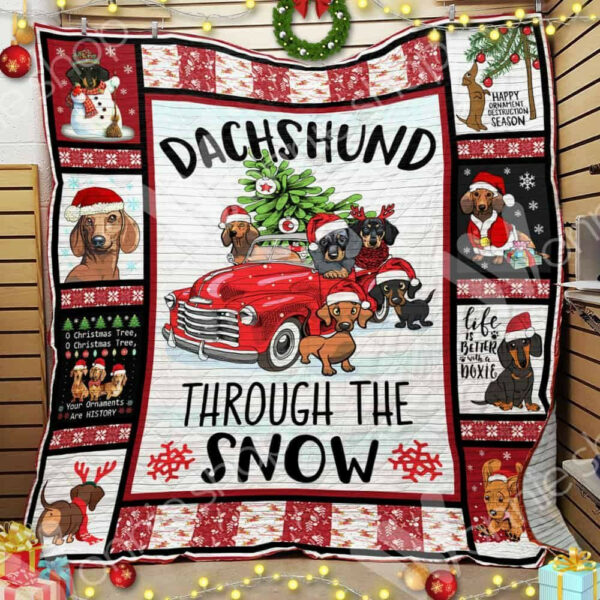 Dachshund Christmas Gs-Cl-Ld3110 Quilt Blanket , 50 X 60 Inch, Quilt Bed Set