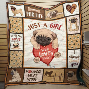 Pug Just Love Quilt Blanket Dhc09121844Dd , 50 x 60 Inch, Quilt Bed Set