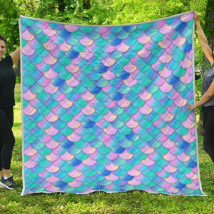 Pink Teal Mermaid Scales CL17100465MDQ Quilt Blanket , 50 x 60 Inch, Quilt Bed Set