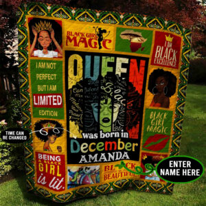 December Black Girl Personalized Quilt Blanket BBB080604NB , Quilt Bed Set Size Single, Twin, Full, Queen, King, Super King