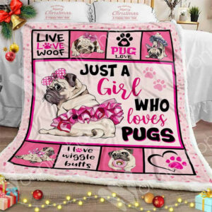 Pug Dog Sherpa Quilt Blanket DHC0102542TD , 50 x 60 Inch, Quilt Bed Set