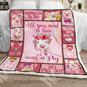 Pig Sherpa Quilt Blanket DHC0102505TD , Quilt Bed Set Size Single, Twin, Full, Queen, King, Super King