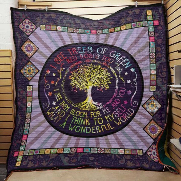 Hippie I See Trees Of Green Quilt Blanket Great Customized Perfect Gifts For Hippie, 50 X 60 Inch, Quilt Bed Set