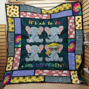 Elephant Hippie It’s Ok To Be A Little Different Quilt Blanket Great Customized Perfect Gifts For Elephant Lover, 50 x 60 Inch, Quilt Bed Set