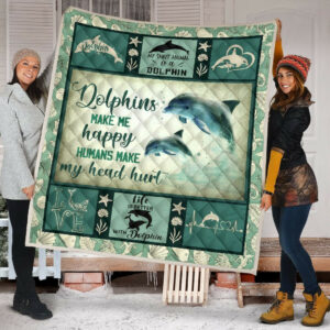 Quilt Blanket Dolphins Dolphins Make Me Happy Dhc09121278Dd , 50 x 60 Inch, Quilt Bed Set