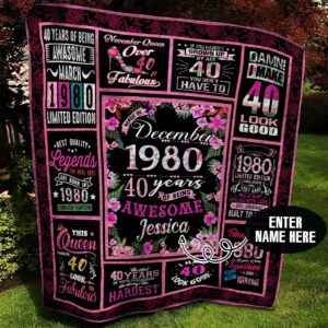 December 1980 Personalized Quilt Blanket BBB010621MH , 50 x 60 Inch, Quilt Bed Set