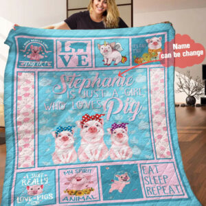 Pig Personalized Quilt Blanket HHH110616NA , 50 x 60 Inch, Quilt Bed Set