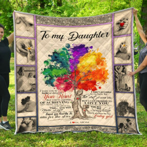 Daughter Blanket, To My Daughter Blanket, I Want You To Believe Deep In Your Heart Quilt Blanket, 50 x 60 inch, Sherpa Blanket