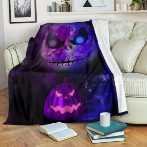 Dark Color Jack Skellington Halloween Printed Fleece Blanket Quilt Blanket Size Single, Twin, Full, Queen, King, Super King