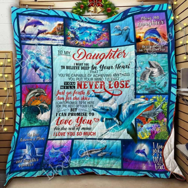 To My Daughter, Dolphin Cl14100490Mdq Quilt Blanket , 50 X 60 Inch, Quilt Bed Set