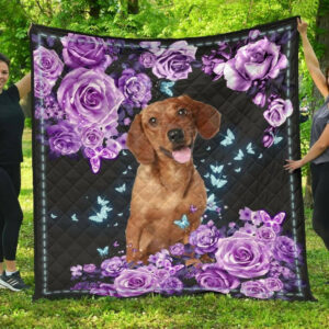Dachshund Feel Like Butterfly Fly In Mind Quilt Blanket Christmas Christmas Gifts Merry Christmas Holiday Gifts Gift Dhc03011683Dd , 50 x 60 Inch, Quilt Bed Set