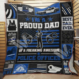 Police Dad Quilt Blanket DHC110254TD , 50 x 60 Inch, Quilt Bed Set