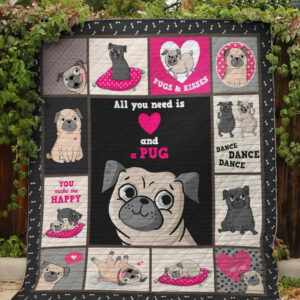Pug Pug And Kiss Quilt Blanket DHC31121223TD , 50 x 60 Inch, Quilt Bed Set