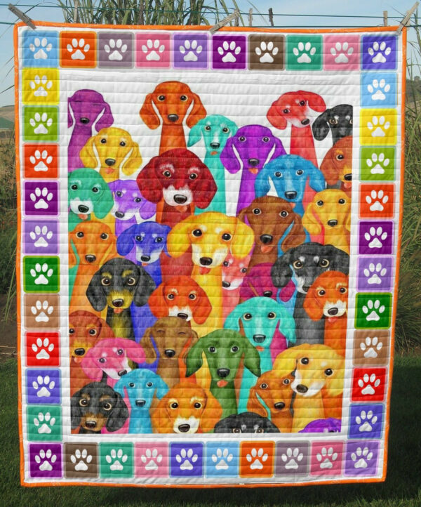 Dachshund Colorful Paws On Me Quilt Blanket Dhc0201201410Td , 50 X 60 Inch, Quilt Bed Set